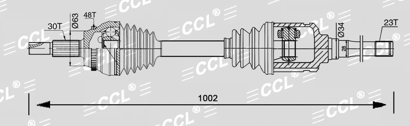 Привод CCL RH Lexus RX330-350 3.3 MCU38 4WD 30*1002*23