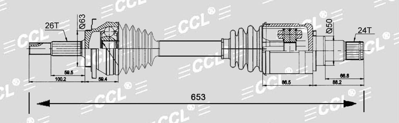 Привод CCL LH Toyota ESTIMA ACR55 2.4 2WD-4WD/RAV4 2.0 2017 26*653*24 — фото 4