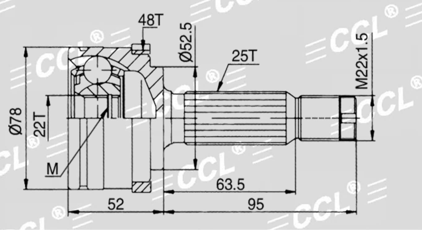 Шрус нар CCL HYUNDAI ACCENT RB 11-17 G4FC 22*52.5*25