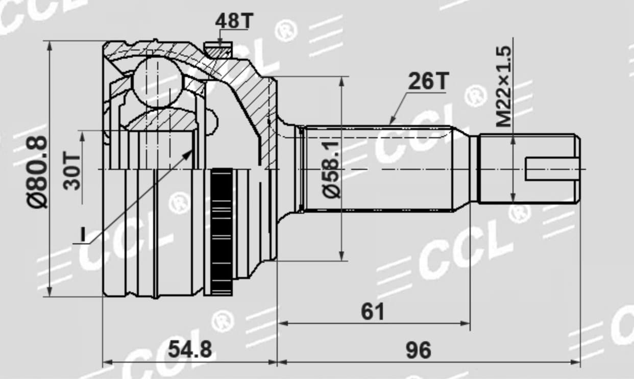 Шрус наруж CCL RL Toyota COROLLA E142 07-13 30*58.1*26 ABS48