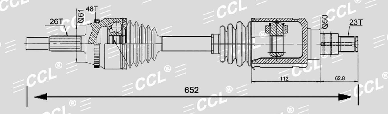 Привод CCL LH Toyota HIGHLANDER GSU45 3.5 2008- 26*652*23