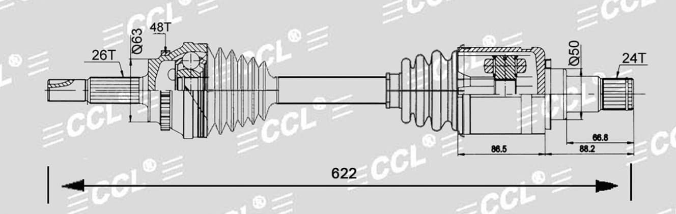 Привод CCL LH Toyota RAV4 ACA20 2.0 2WD 2000-2005/ACV36 26*622*24