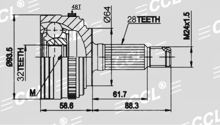 Шрус наружный CCL Honda ODYSSEY RA1 32*64*28 /CR-V RD1 LH-руль 94-99 ABS
