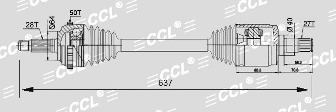 Привод CCL RH Honda ODYSSEY RA6 2.3 99-03 28*637*27