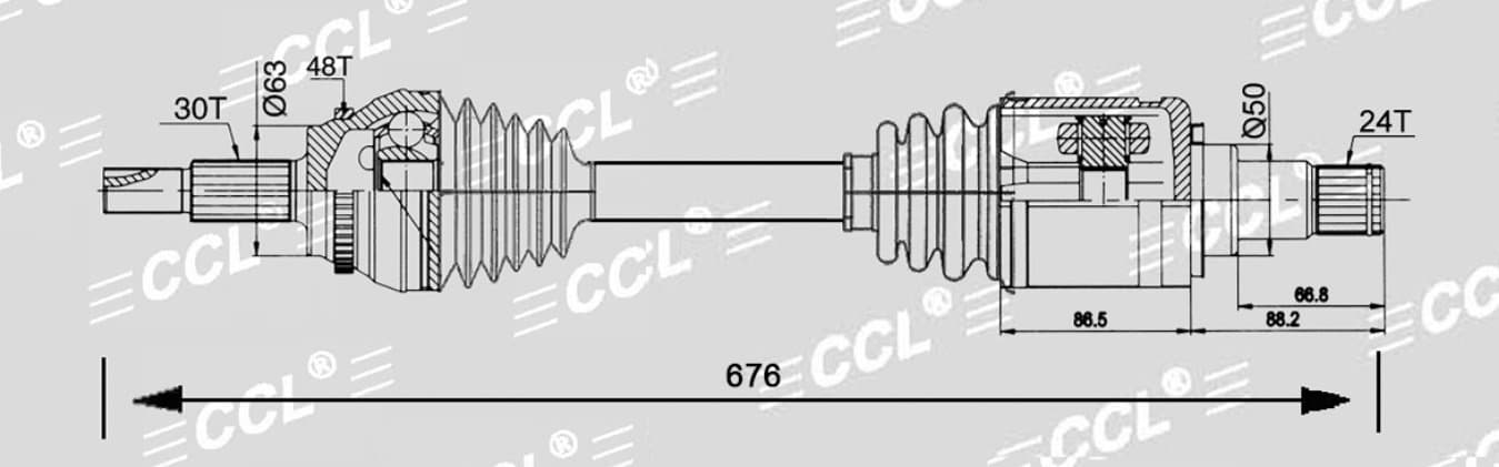 Привод CCL LH Lexus RX270-350-450 2WD/4WD 2008-2014 30*676*24 /HIGHLANDER XU50
