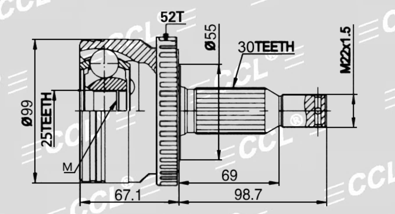 Шрус наружный CCL HYUNDAI SANTA FE DM NC 13-18 25-55-30