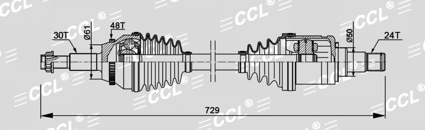 Привод CCL LH Toyota SIENNA 3.5 2010-2020 2WD/4WD 30*729*24