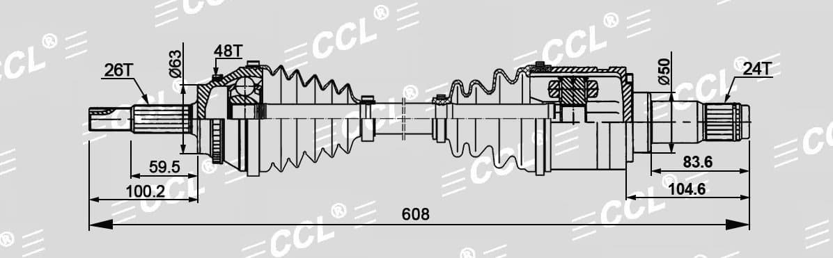 Привод CCL LH Toyota AVENSIS 2.4 03-08 ABS48T 26*608*24