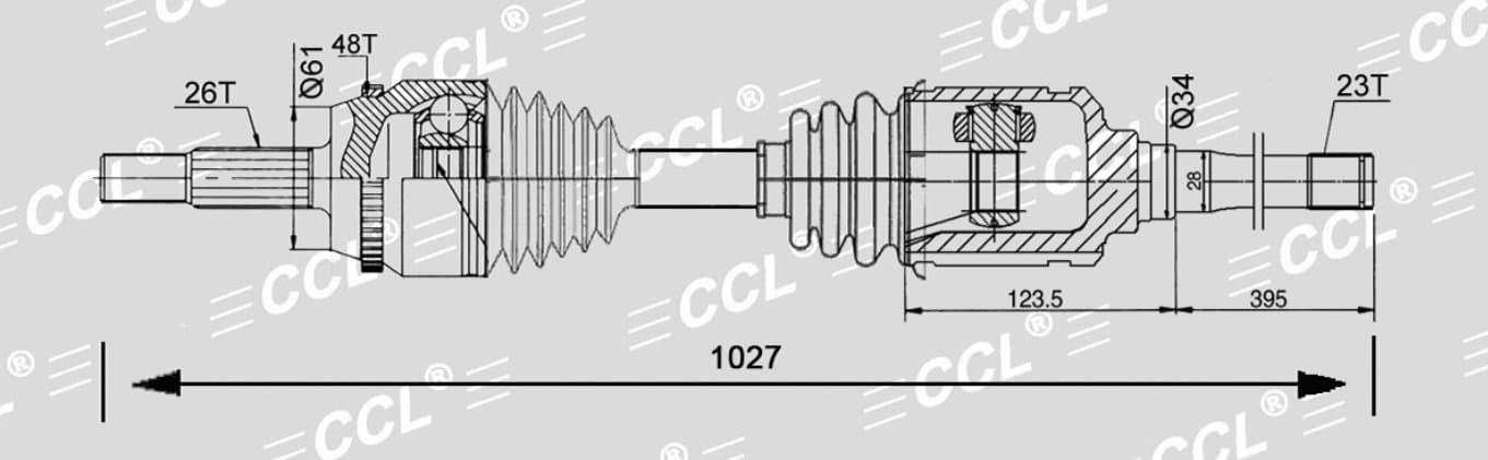 Привод CCL RH Toyota HIGHLANDER GSU45 3.5 2008- 26*1027*23