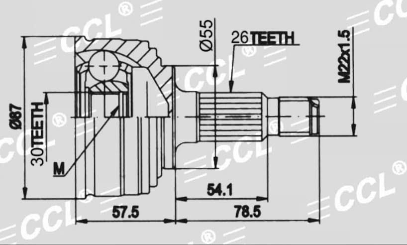 Шрус наружный CCL Honda CR-V RD1 95-01 30*55*26 ABS RH-руль
