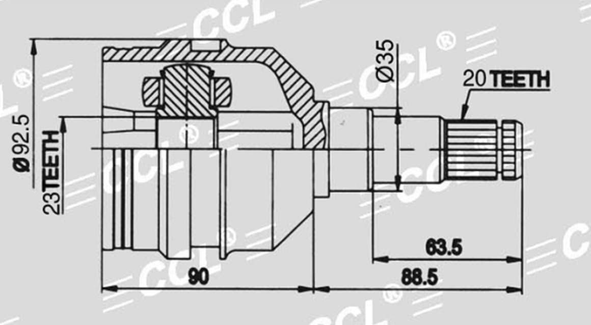 Шрус внут CCL LH Toyota CARINA E T190 2.0 92-97 23*35*20 /CALDINA T190 92-02